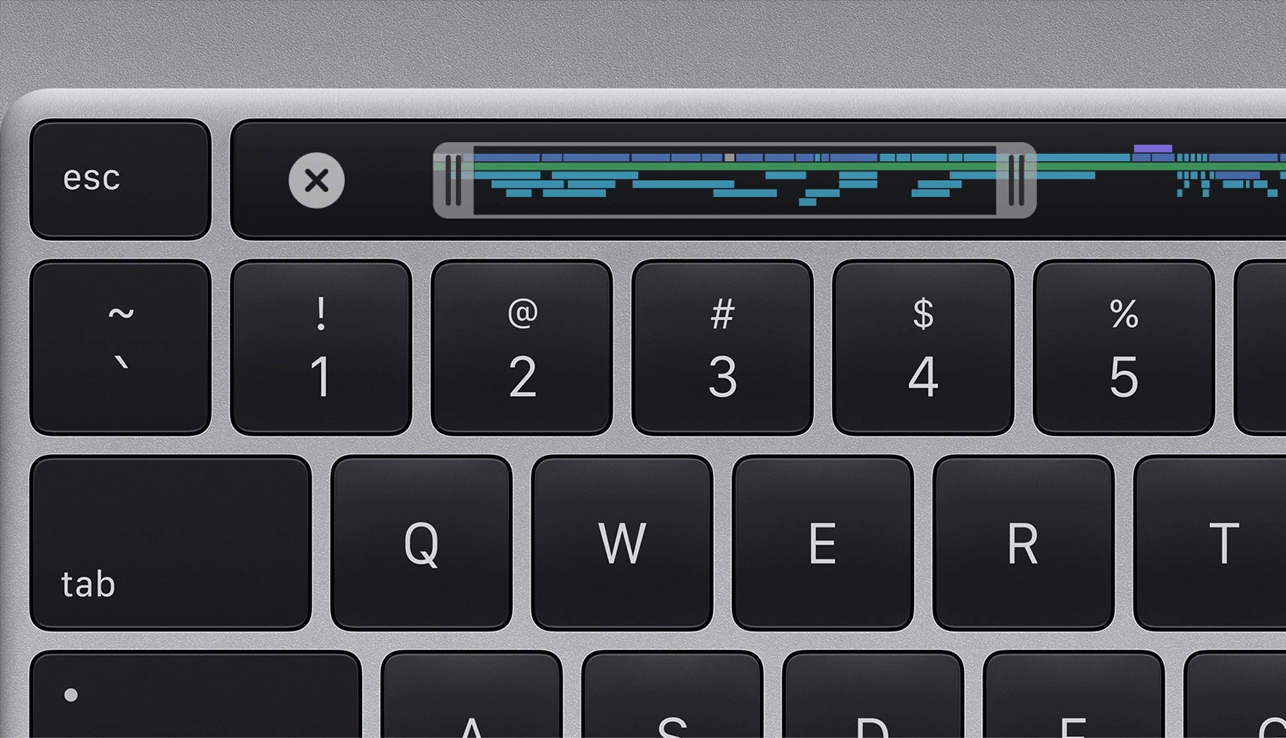 The touchbar and some of the keyboard, as seen from above